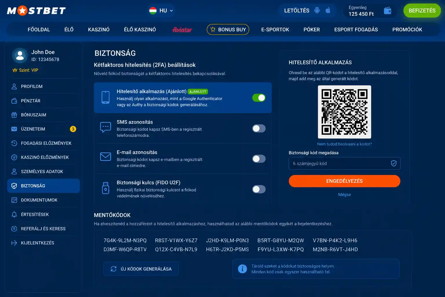 Kétfaktoros azonosítás (2FA) beállításai a Mostbet felhasználói fiókjában