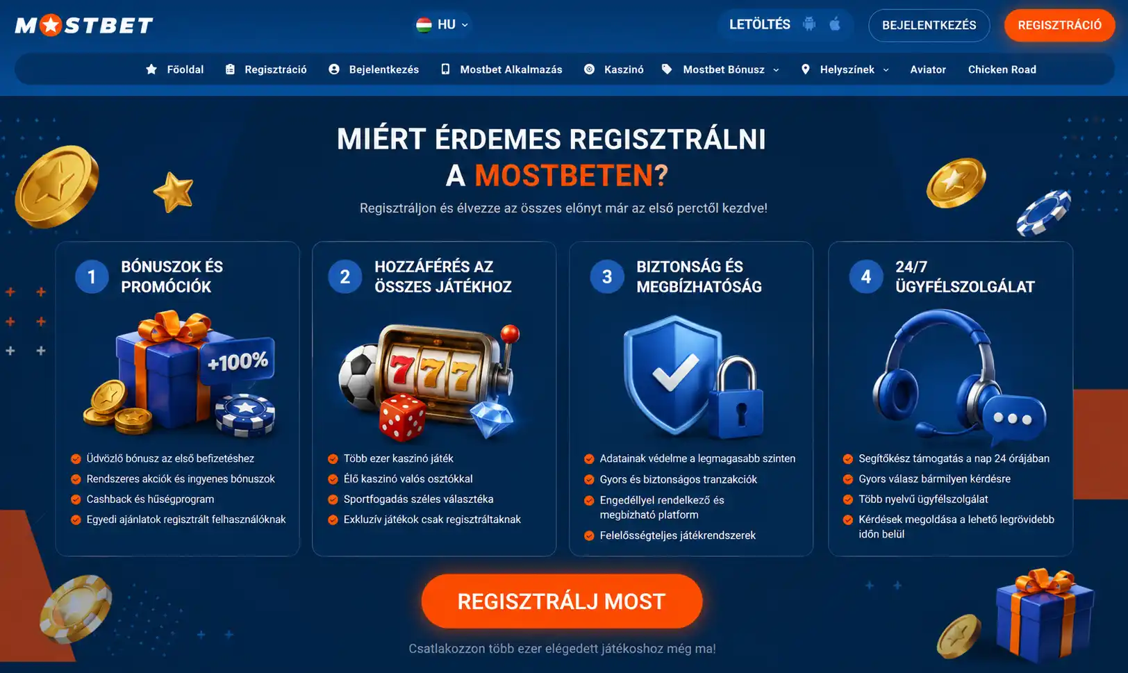 A regisztrált Mostbet fiók előnyei: bónuszok, teljes játékkínálat, ügyfélszolgálat